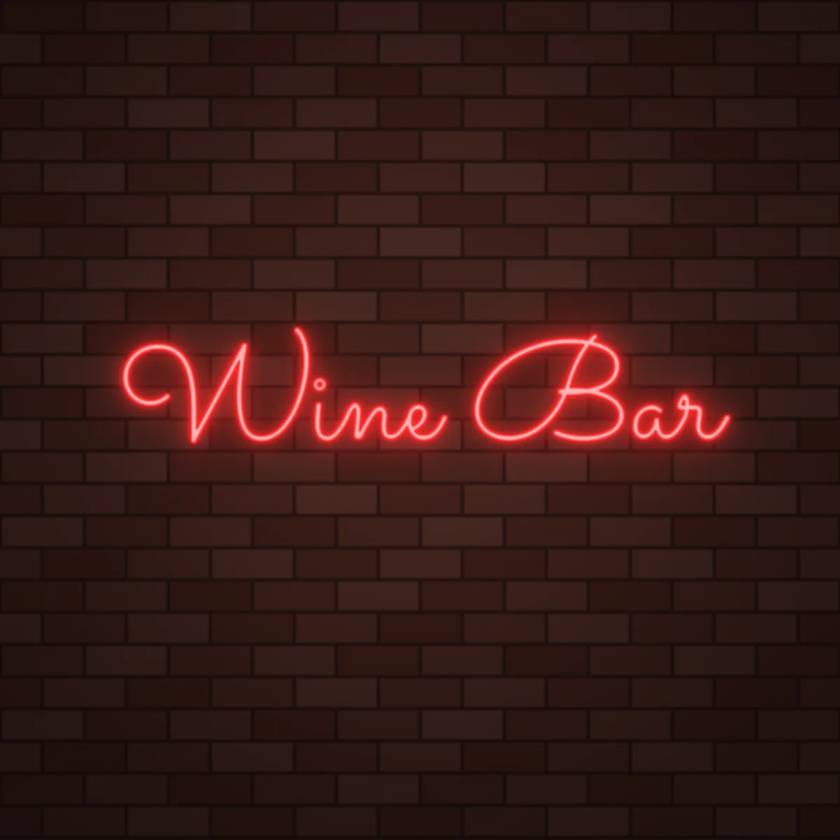 Wine Bar Neon Sign on a brick wall (design render)