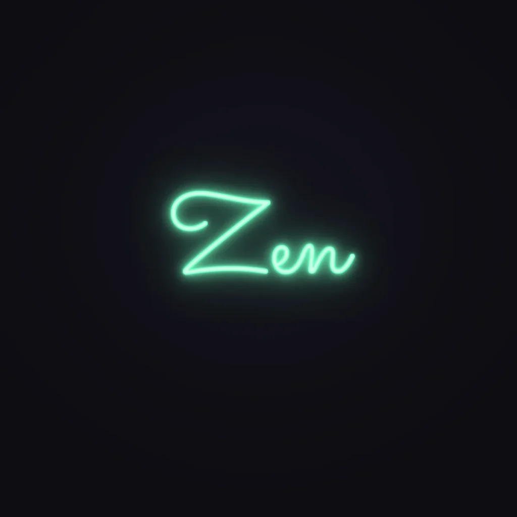 Zen Neon Sign — Mint LED neon (design render)